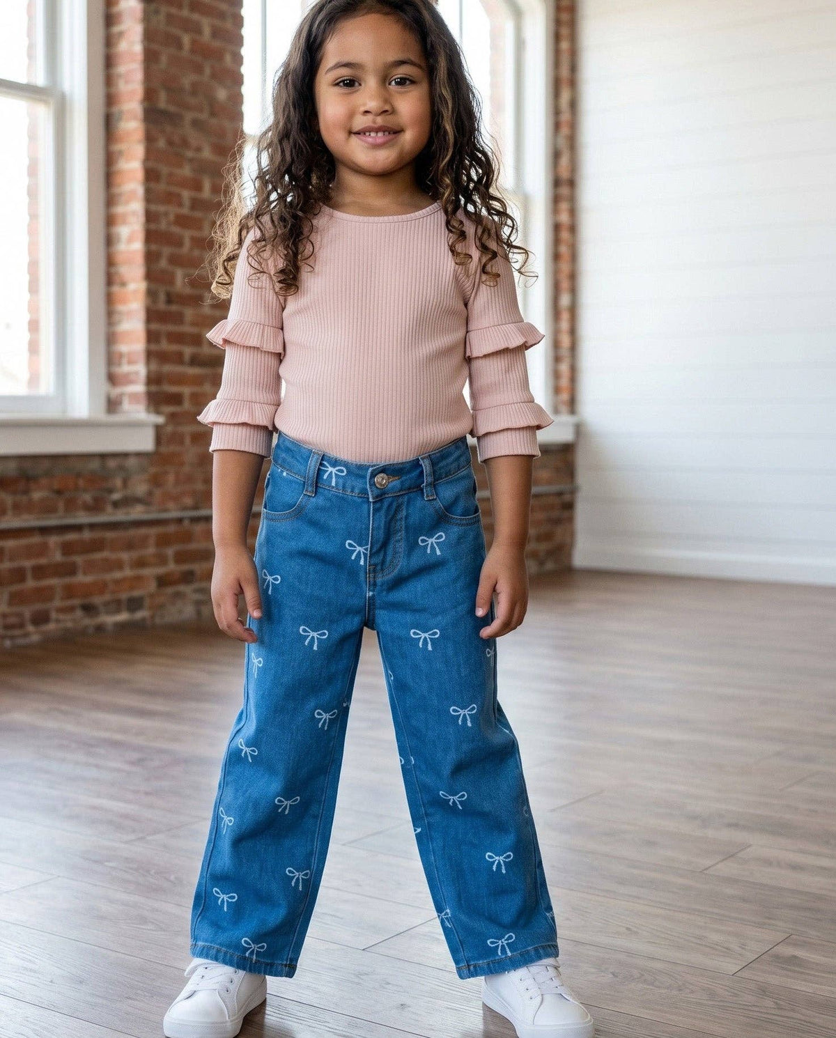 Kids Bow Belle Medium Wash Denim Jeans
