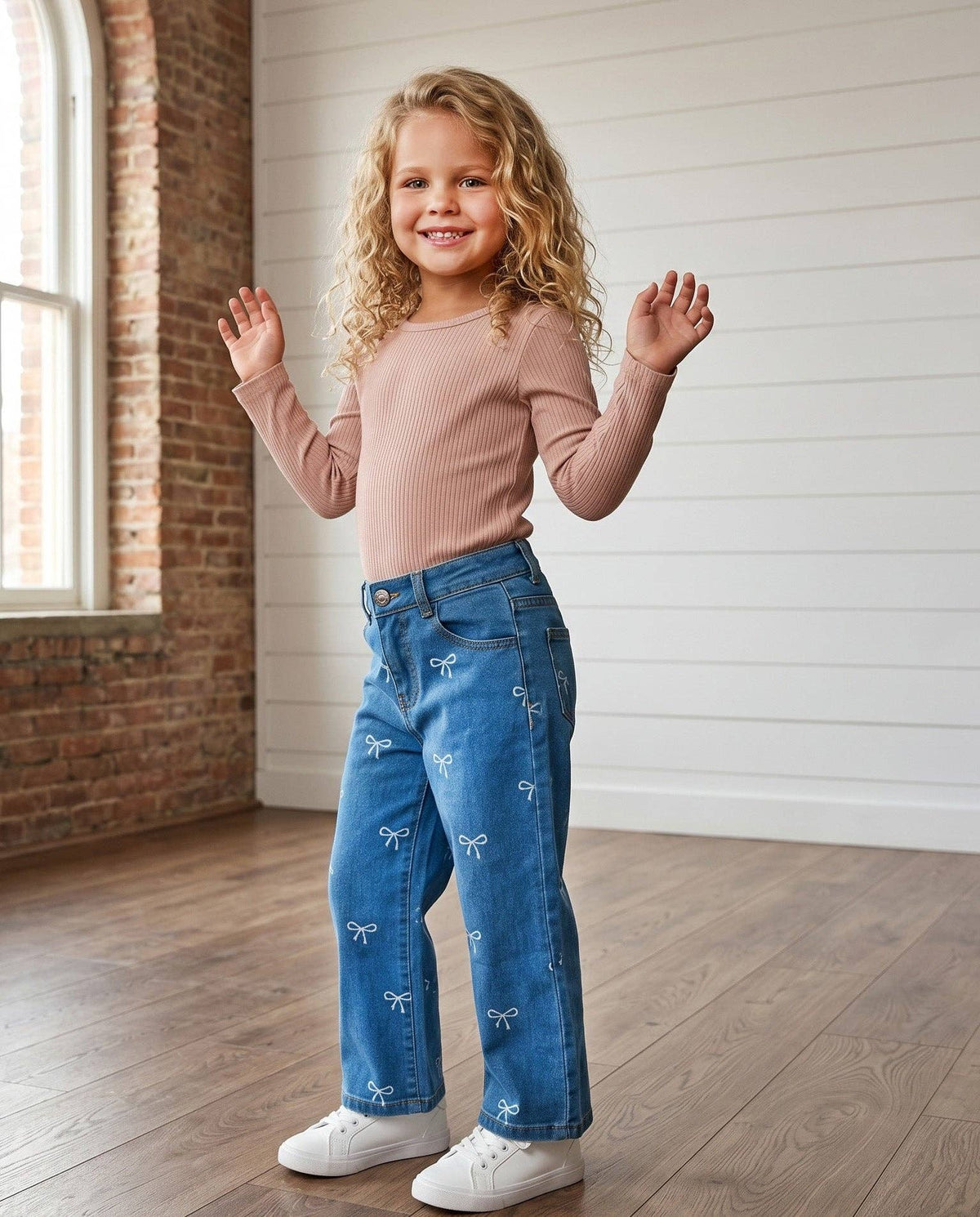 Kids Bow Belle Medium Wash Denim Jeans