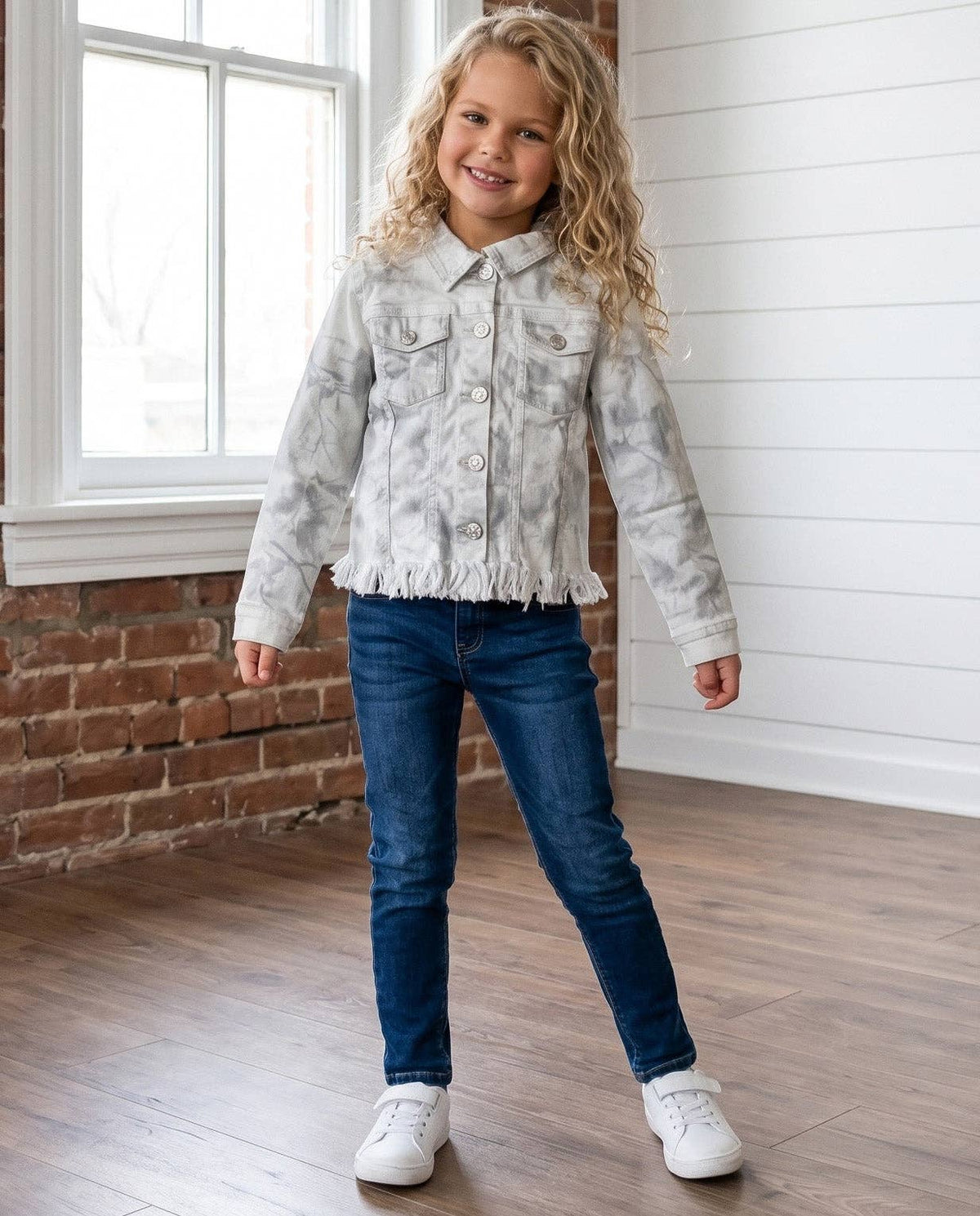 Kids City Scout Winter Camo Fringe Button Denim Jacket