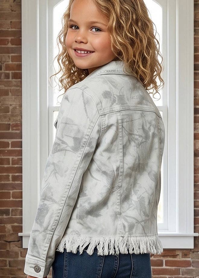 Kids City Scout Winter Camo Fringe Button Denim Jacket