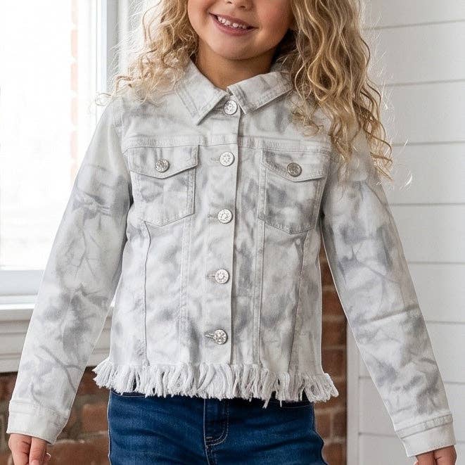 Kids City Scout Winter Camo Fringe Button Denim Jacket