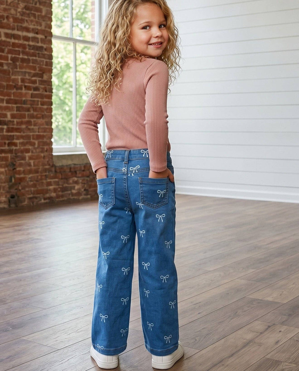 Kids Bow Belle Medium Wash Denim Jeans