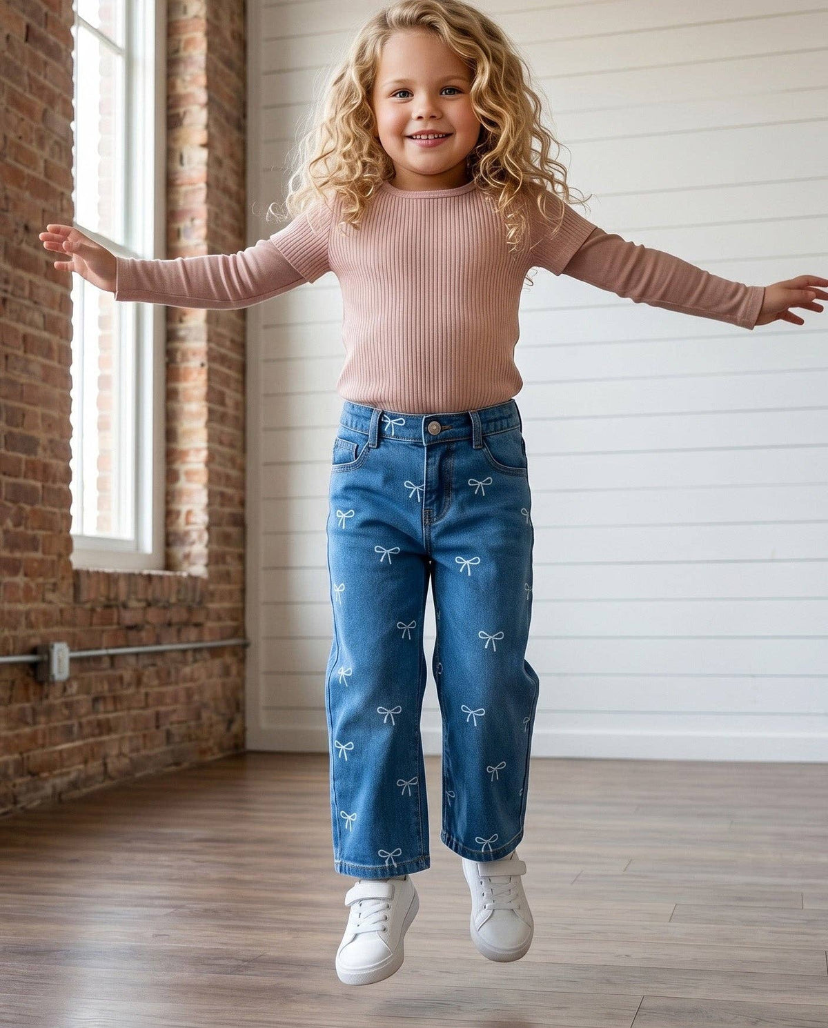 Kids Bow Belle Medium Wash Denim Jeans